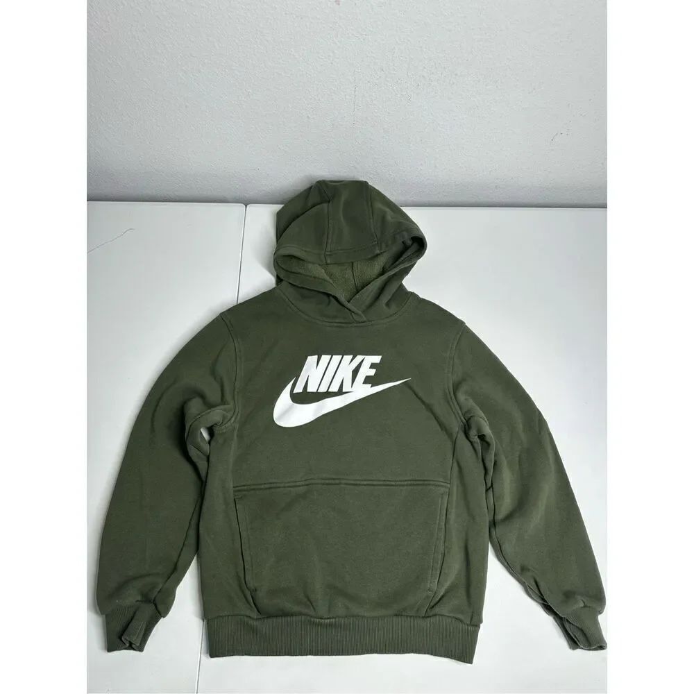 Nike Kids' Cotton Blend Sportswear Club Hoodie Size M Olive